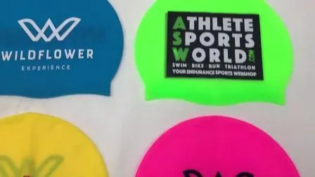 国旗プリント入りシリコン製高品質カスタムスイムキャップ